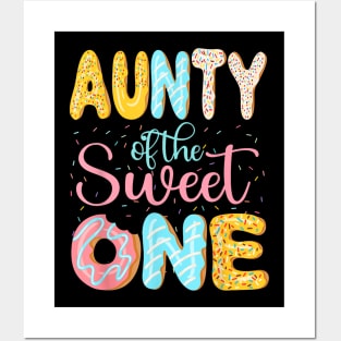 Aunty Of The Sweet One Aunt Donuts Family Matching Party Posters and Art